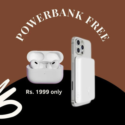 MYGAJETTO COMBO AIRPODS PRO 2ND GEN + Wireless MAGSAFE POWERBANK FOR CHARGING 10000 MAH - 1 YEAR WARRANTY.
